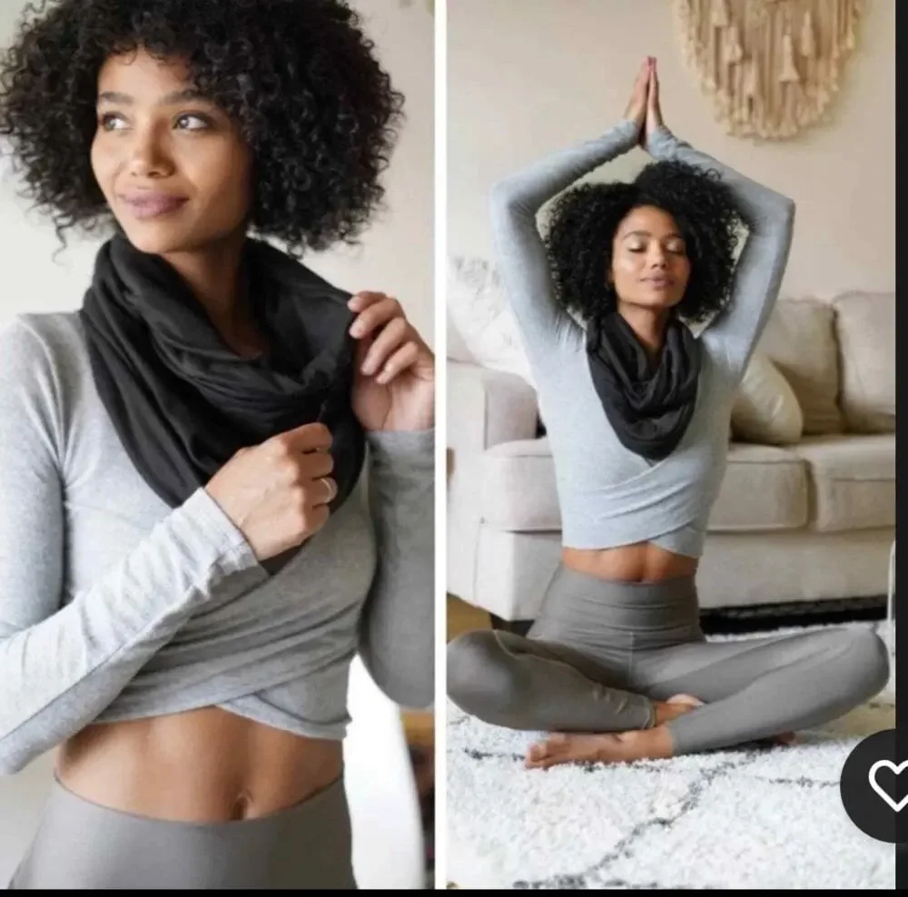 NEW Beyond Yoga Hidden Pocket Infinity Black Scarf Athleisure Gym Workout